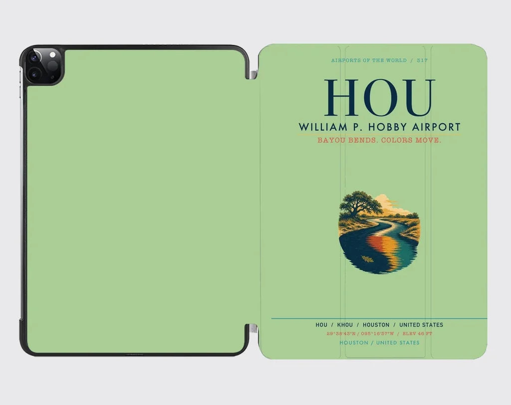 William P. Hobby Airport (HOU) design on light green ipad tablet case