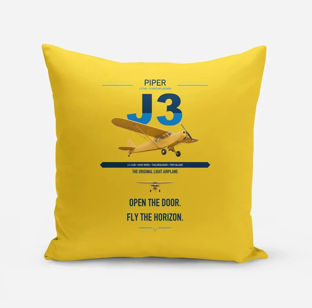 Piper J-3 Cub design on yellow pillow