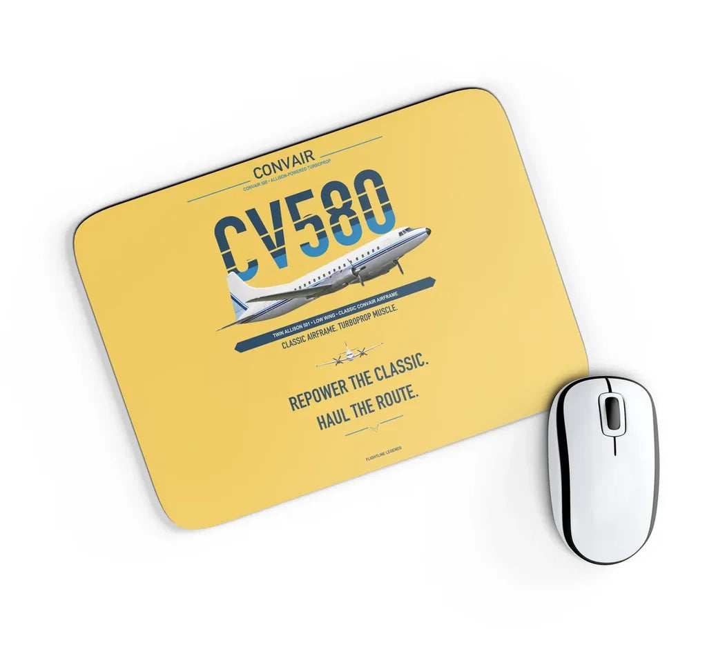 Convair 580 design on yellow rectangle mouse pad
