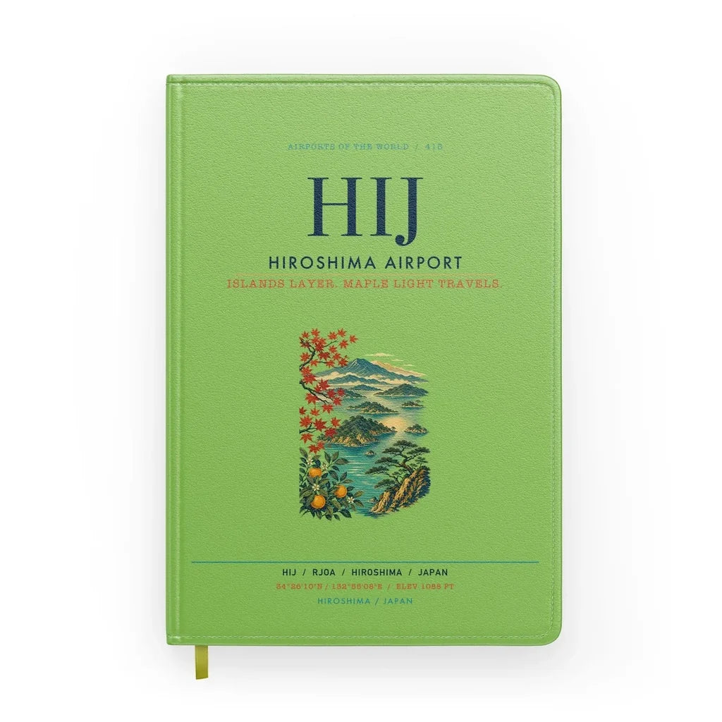 Hiroshima Airport (HIJ) design on light green notebook