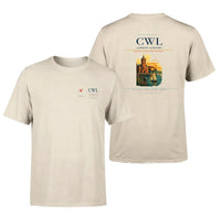 Thumbnail for Cardiff Airport (CWL) design printed on beige double-side t-shirt