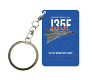 Thumbnail for Saab J 35F Draken design on blue designed key chain, double-side print