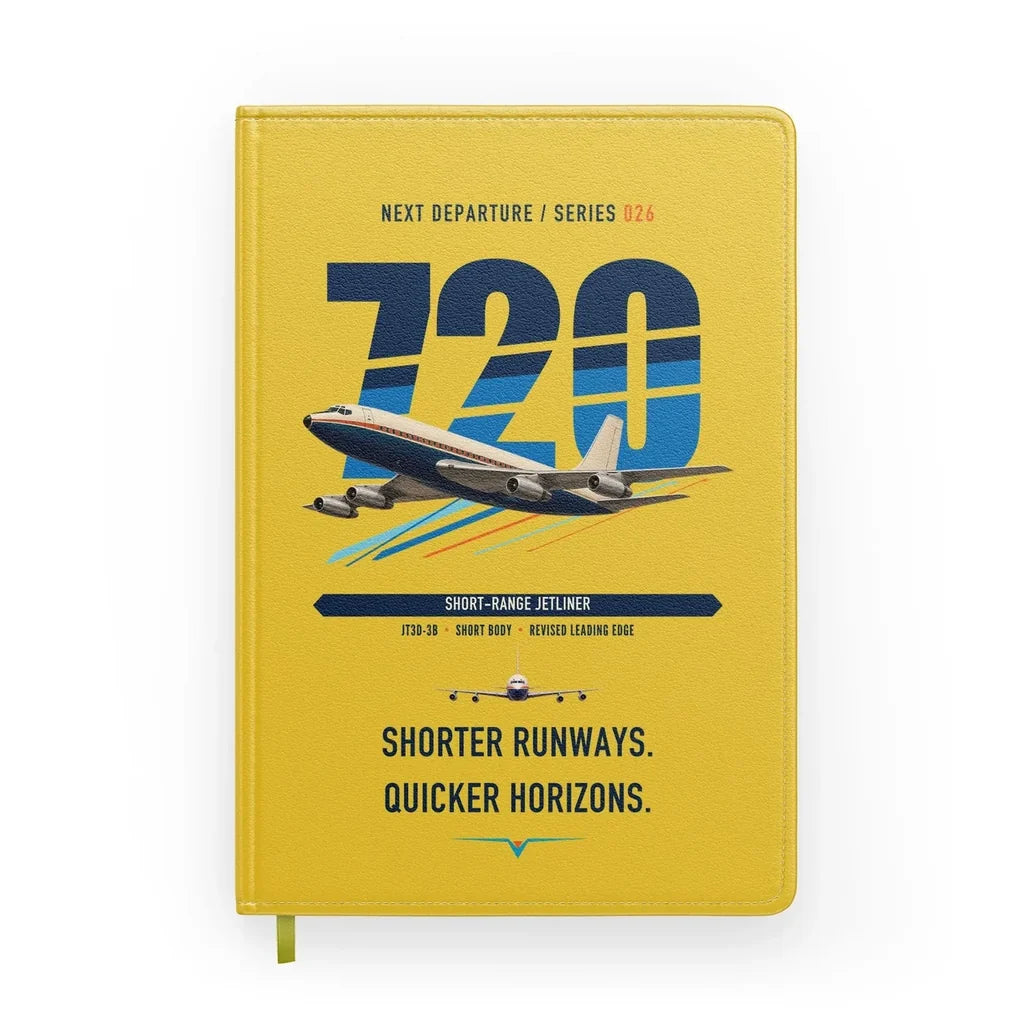Boeing 720B design on yellow notebook