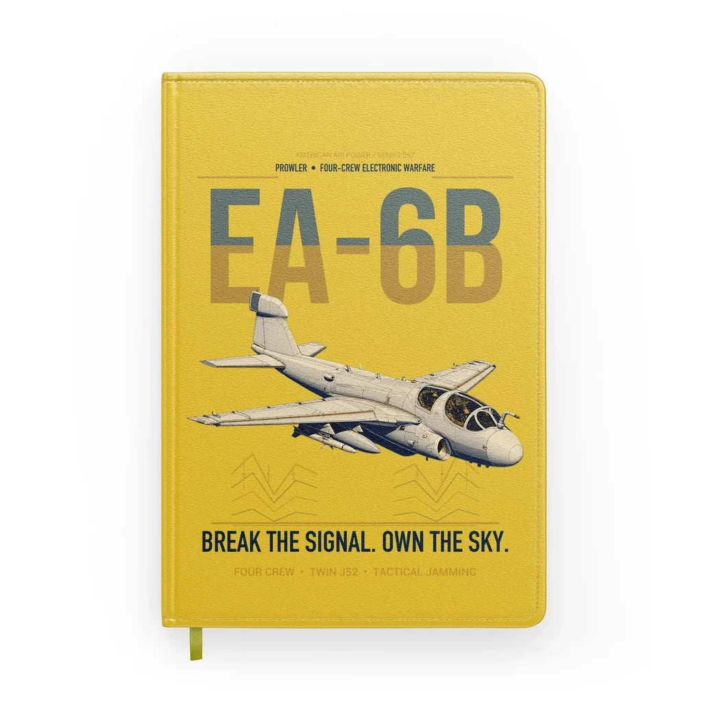 EA-6B Prowler design on yellow notebook