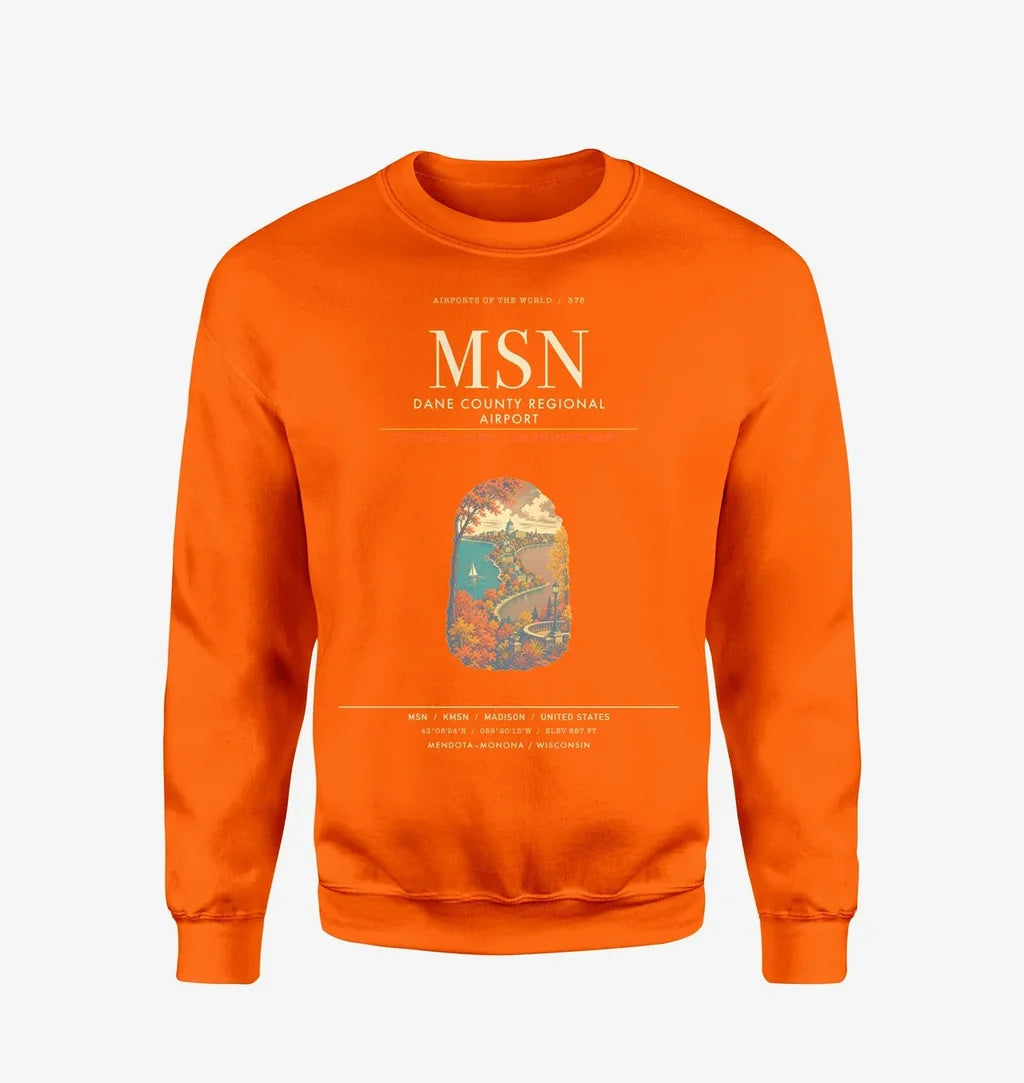 Dane County Regional Airport Madison MSN Sweatshirt - Orange