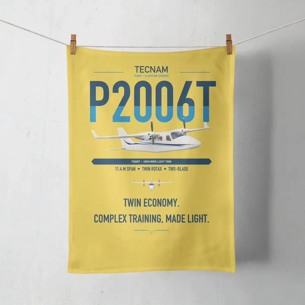 Tecnam P2006T design on yellow towel