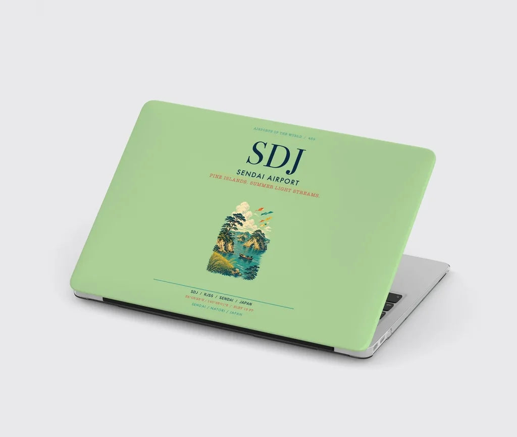 Sendai Airport (SDJ) design on light green MacBook case