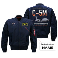 Thumbnail for C-5M Super Galaxy design on blue+name bomber jacket, double-side print