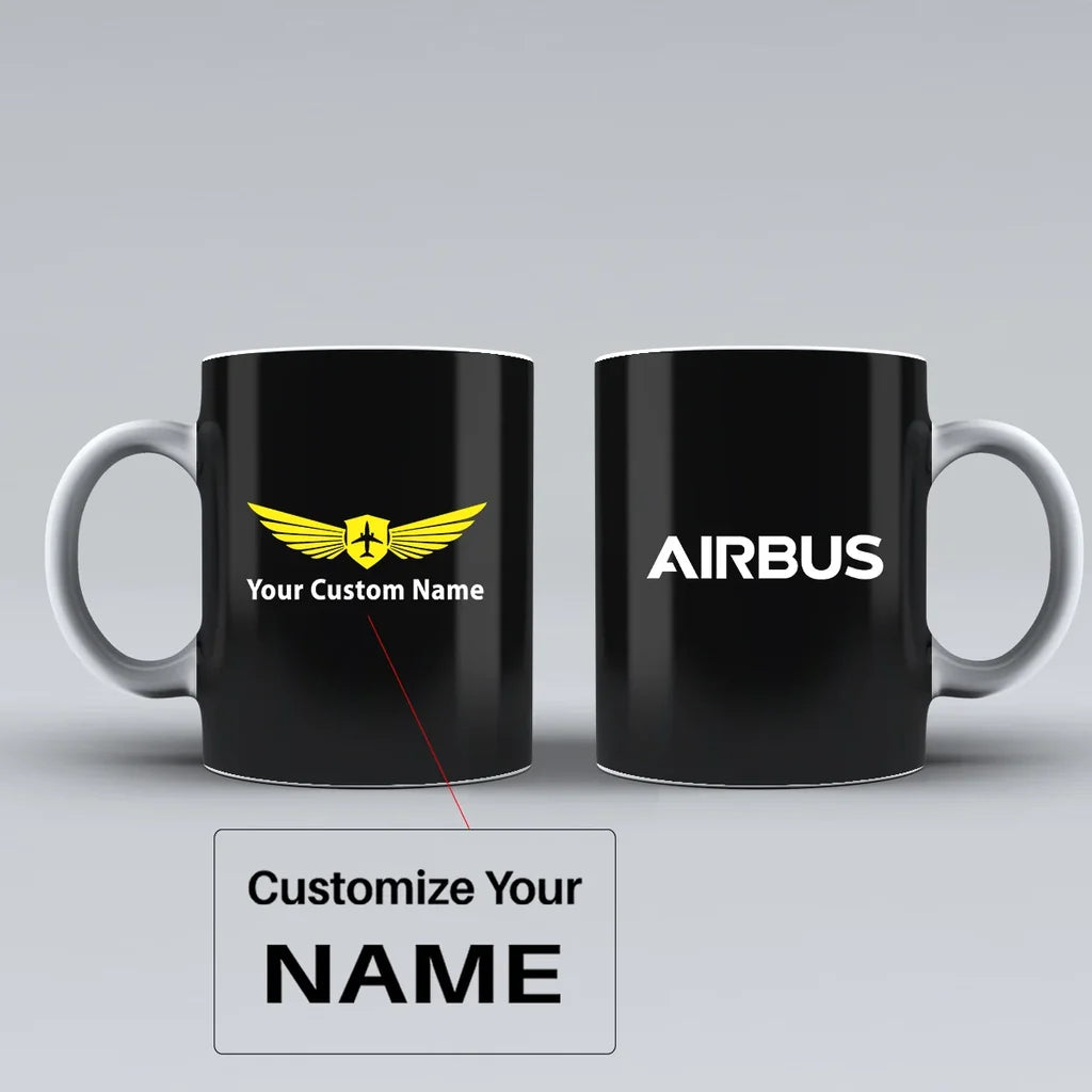 Customisable Airbus & Text Mug - view 3
