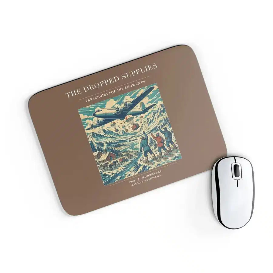 VINTAGE G4234 - The Dropped Supplies - Designed Mouse Pads design on brown rectangle