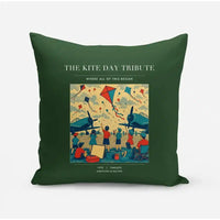Thumbnail for VINTAGE G4434 - The Kite Day Tribute - Designed Pillows design on darkgreen