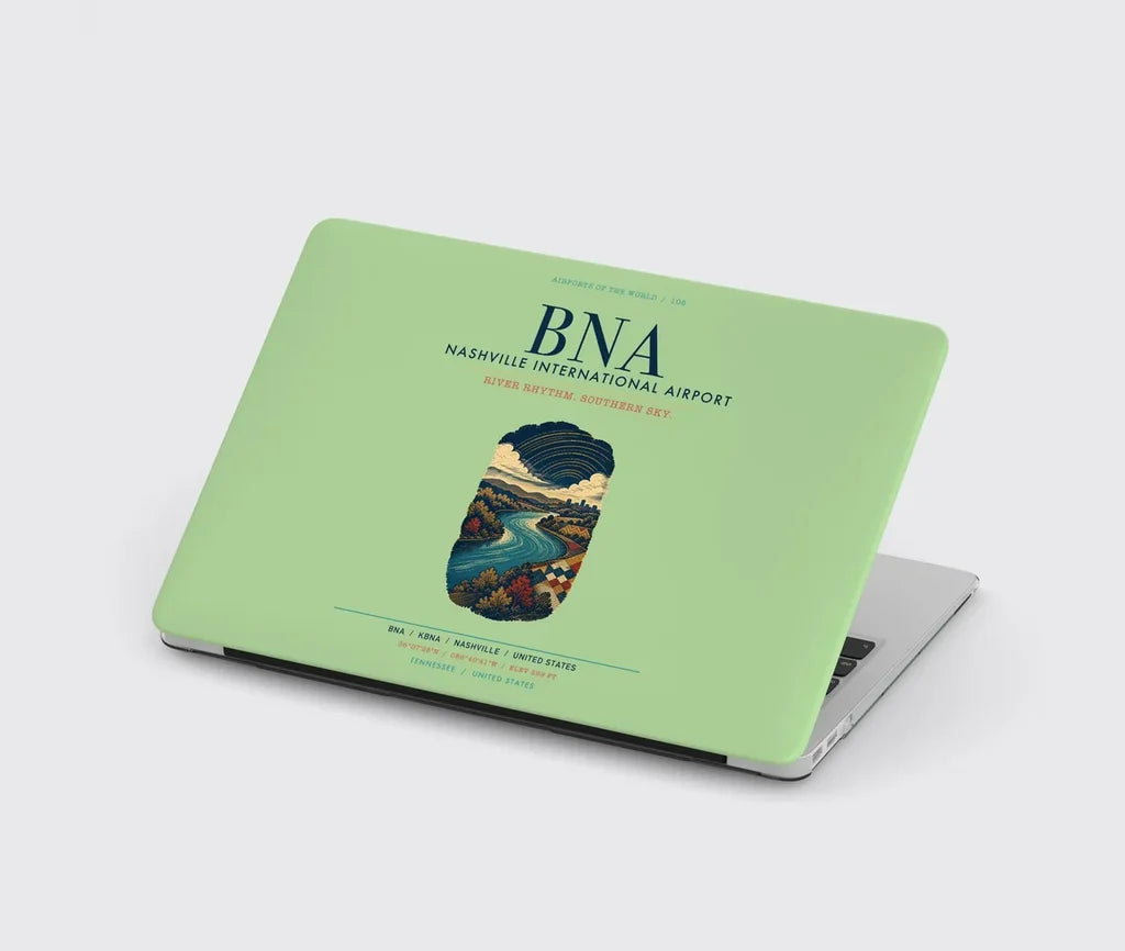 Nashville International Airport (BNA) design on light green MacBook case