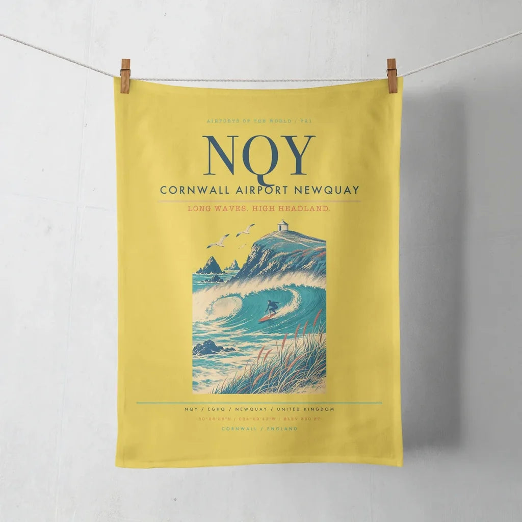 Cornwall Airport Newquay (NQY) design on yellow towel