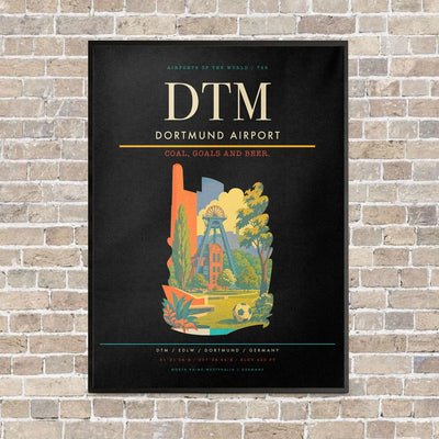 Dortmund Airport DTM vertical canvas print - framed - black background