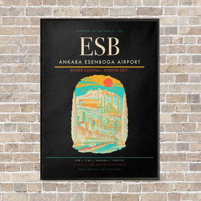 Ankara Esenboga Airport ESB - Canvas Framed - Black