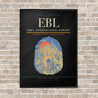 Thumbnail for Erbil International Airport EBL vertical canvas print - framed - black background