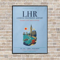 Thumbnail for London Heathrow Airport LHR vertical canvas print - framed - light blue background