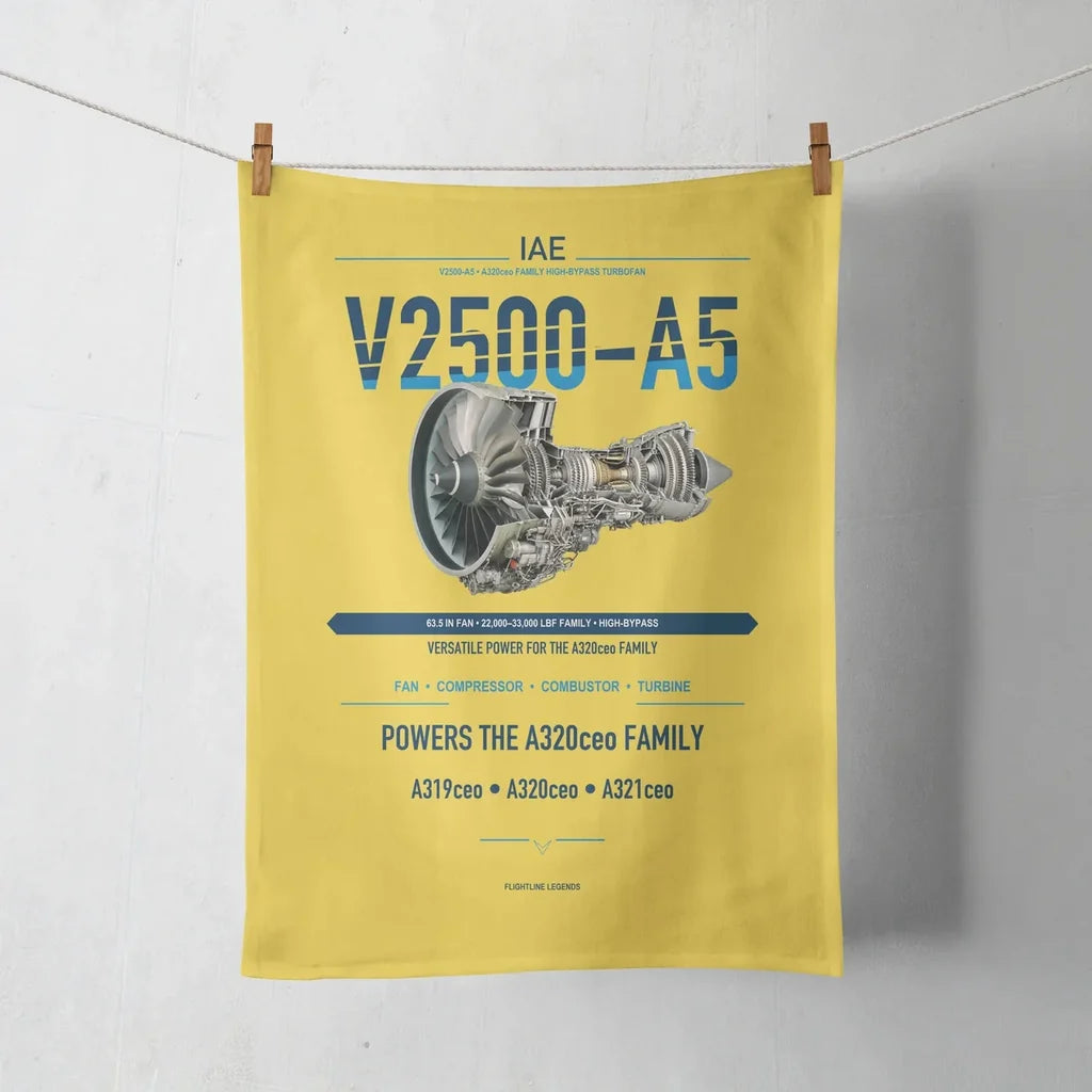 V2500-A5 design on yellow towel