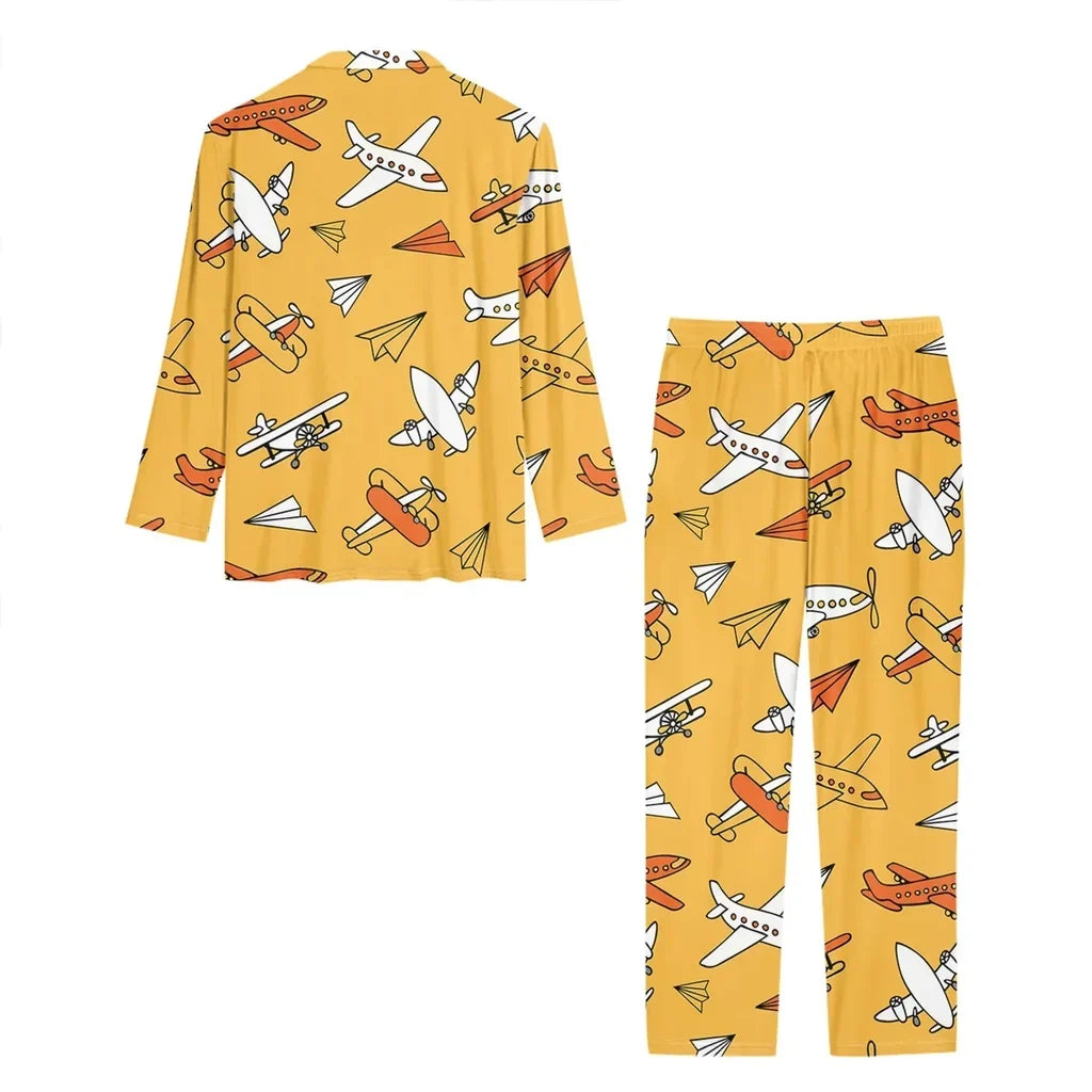 Super Drawings of Airplanes women button pajamas - view 3