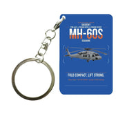 Thumbnail for Sikorsky MH-60S Seahawk design on blue designed key chain, double-side print