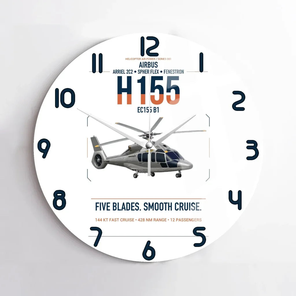 Airbus H155 EC155 B1 design on white no frame wall clock