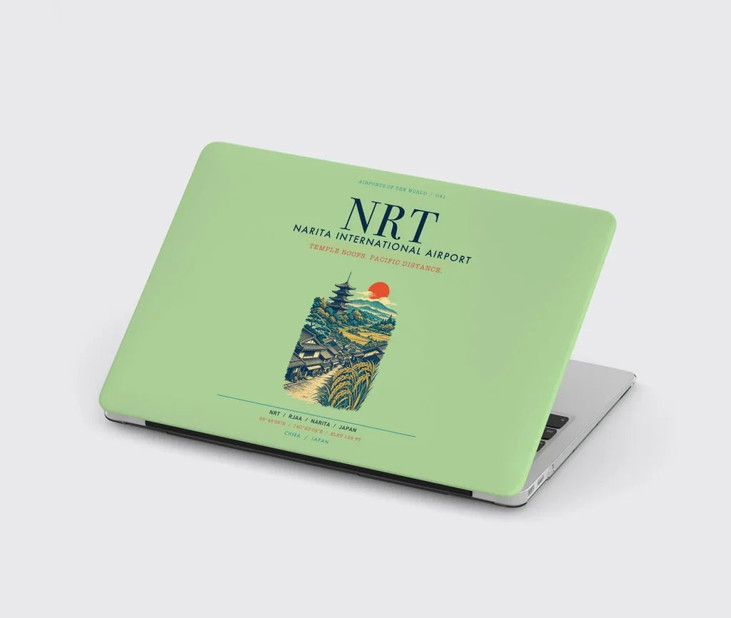 Tokyo Narita International Airport (NRT) design on light green MacBook case
