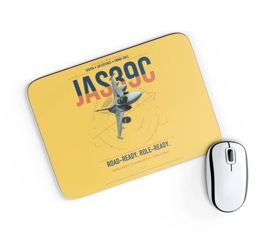 Saab JAS 39C Gripen design on yellow rectangle mouse pad