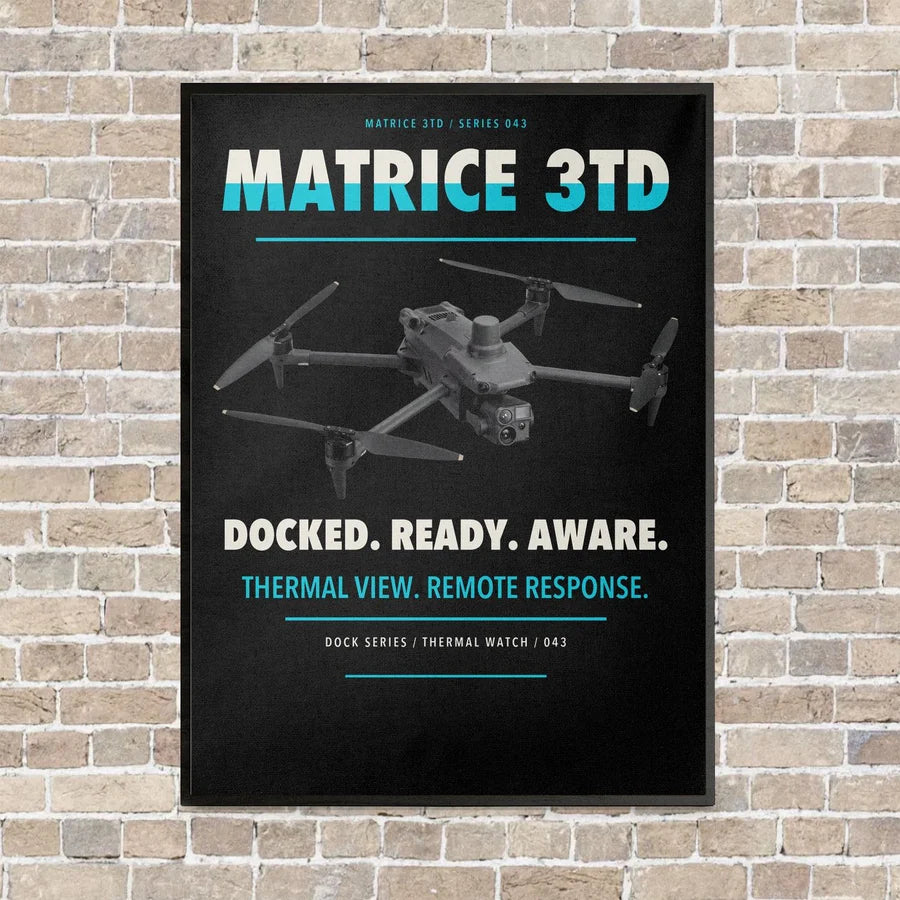 DJI Matrice 3TD vertical canvas print - framed - black background