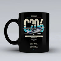 Thumbnail for Cessna 206 Stationair design on black ceramic mug, double-side print