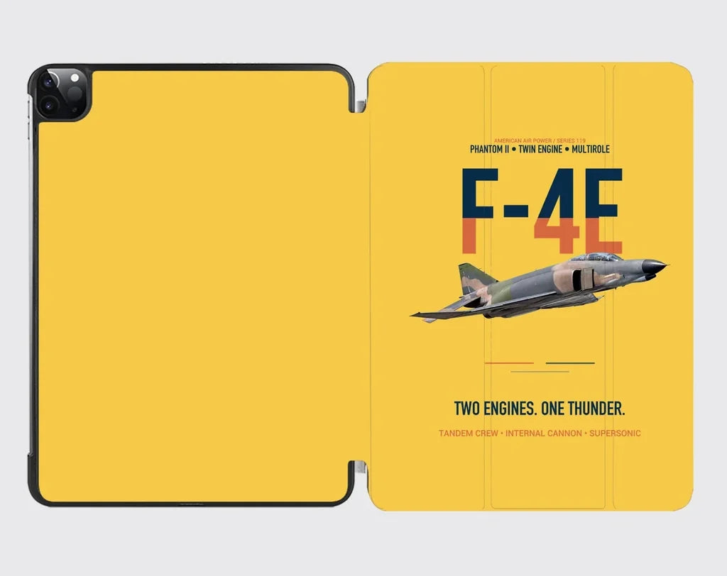 F-4E Phantom II Two Engines One Thunder design on yellow ipad tablet case