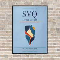 Thumbnail for Seville Airport SVQ vertical canvas print - framed - light blue background