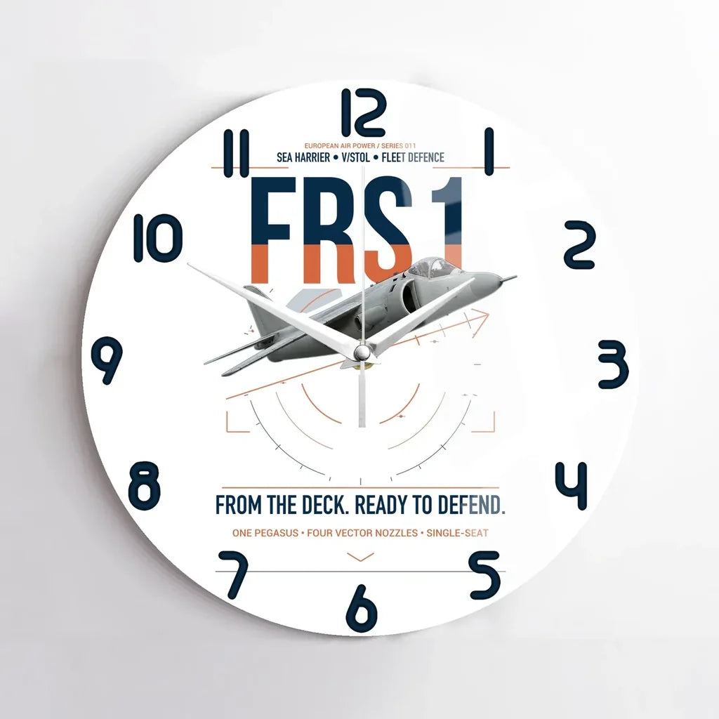 British Aerospace Sea Harrier FRS.1 design on white no frame wall clock
