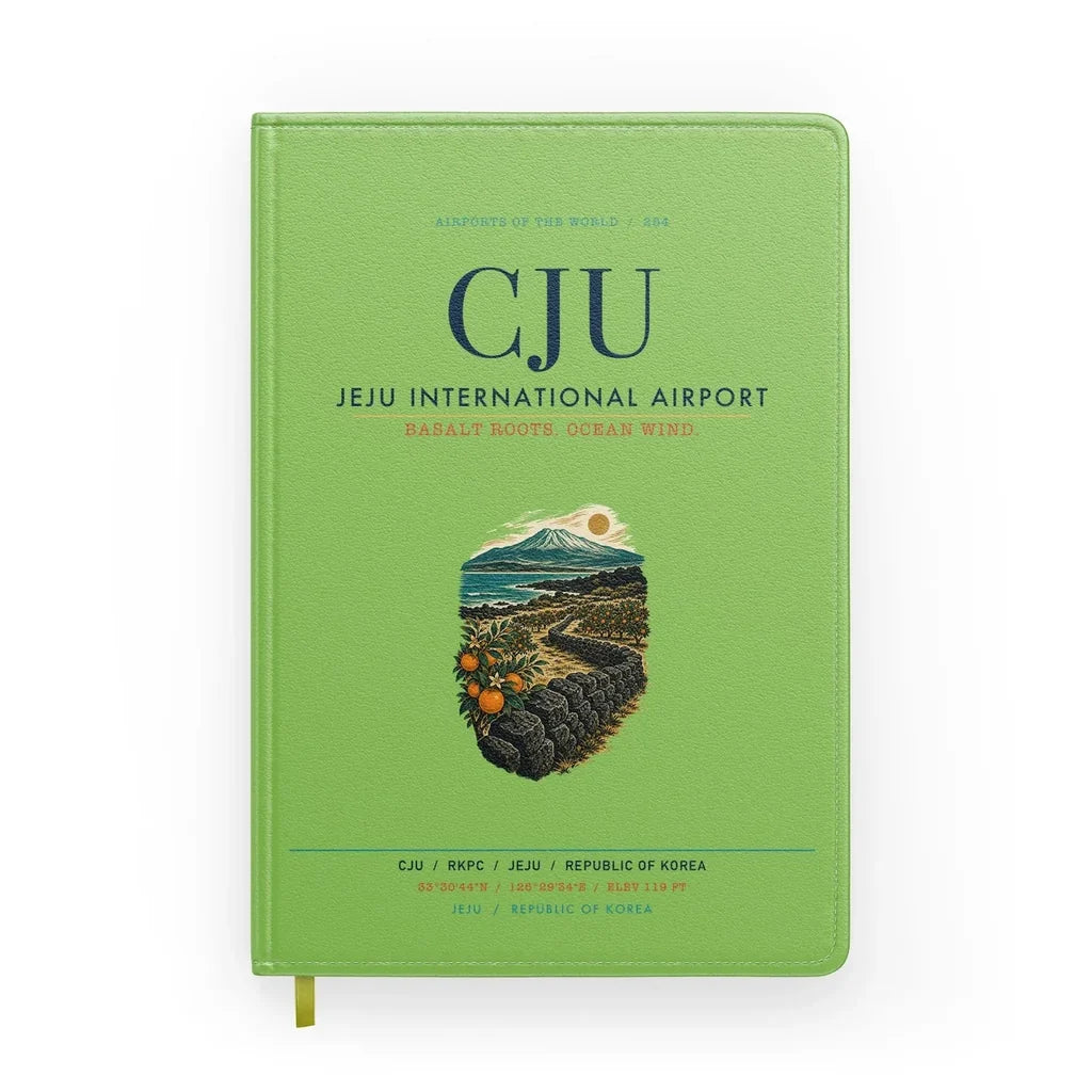 Jeju International Airport (CJU) design on light green notebook