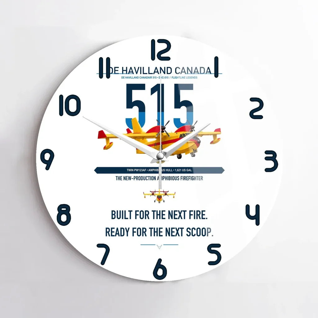 De Havilland Canadair 515 design on white no frame wall clock