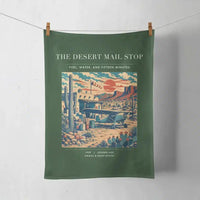 Thumbnail for VINTAGE G4151 - The Desert Mail Stop - Designed Towels design on darkgreen