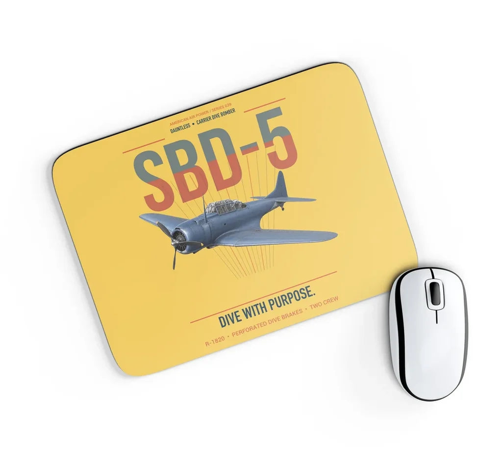 SBD-5 Dauntless design on yellow rectangle mouse pad