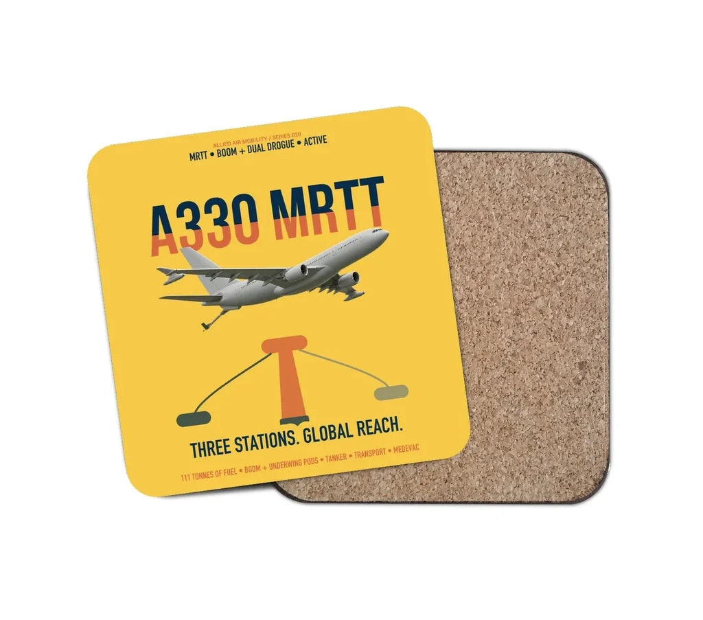Airbus A330 MRTT design on yellow 1 piece coaster