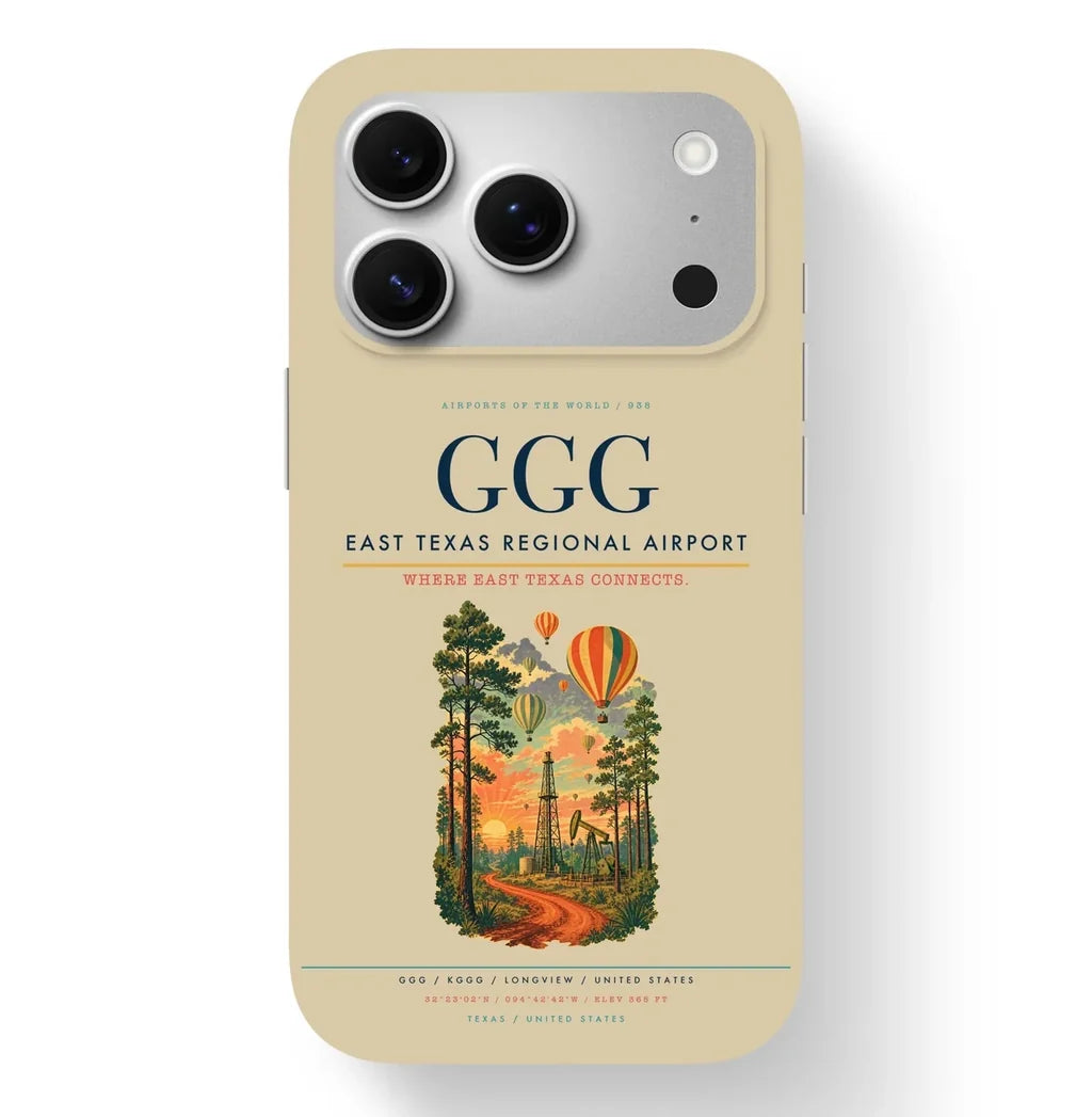 Longview Airport (GGG) design on beige iPhone 17 Pro MagSafe case