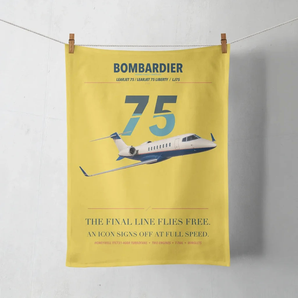 Bombardier Learjet 75 Liberty design on yellow towel