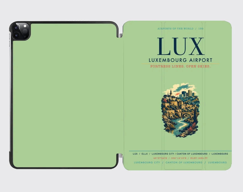 Luxembourg Airport (LUX) design on light green ipad tablet case