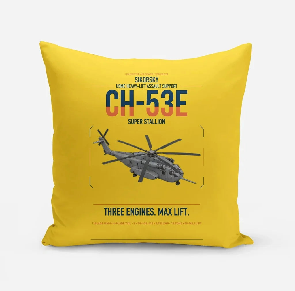 Sikorsky CH-53E Super Stallion design on yellow pillow
