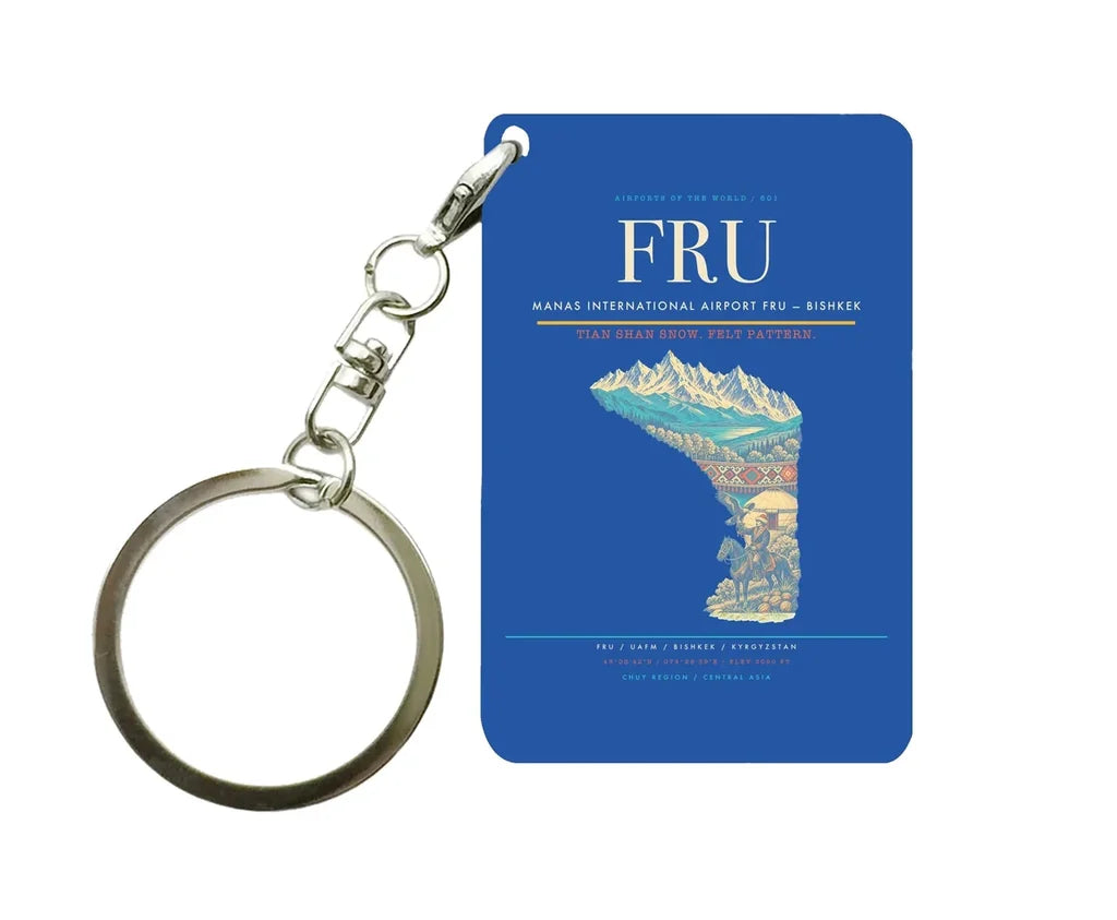 Manas International Airport FRU — Bishkek Key Chain design on blue key chain