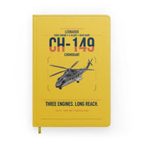 Thumbnail for Leonardo CH-149 Cormorant design on yellow notebook