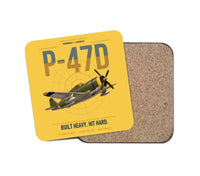 Thumbnail for P-47D Thunderbolt Razorback design on yellow 1 piece coaster