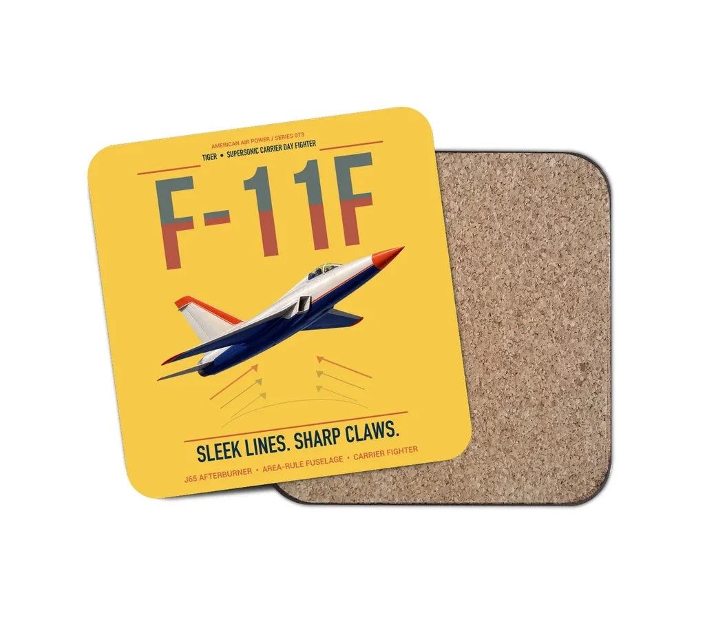 F-11F Tiger design on yellow 1 piece coaster