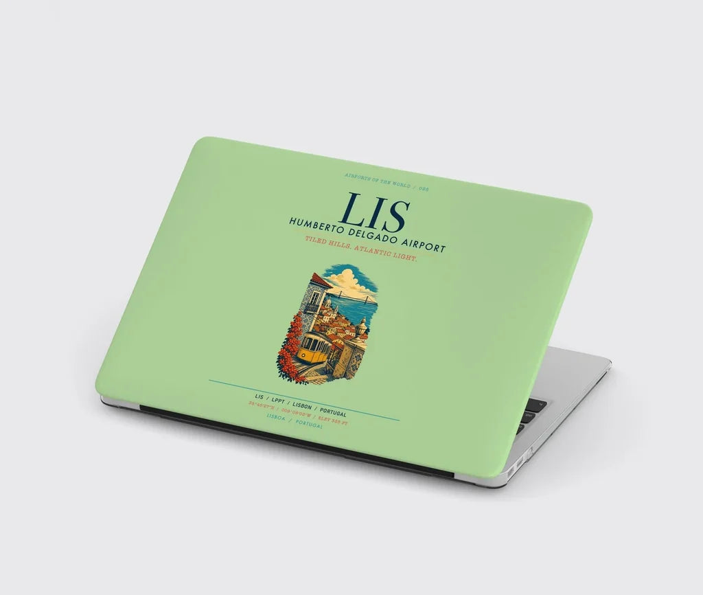 Lisbon Humberto Delgado Airport (LIS) design on light green MacBook case