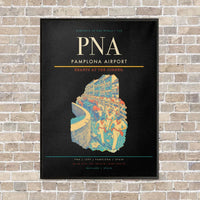 Thumbnail for Pamplona Airport PNA vertical canvas print - framed - black background