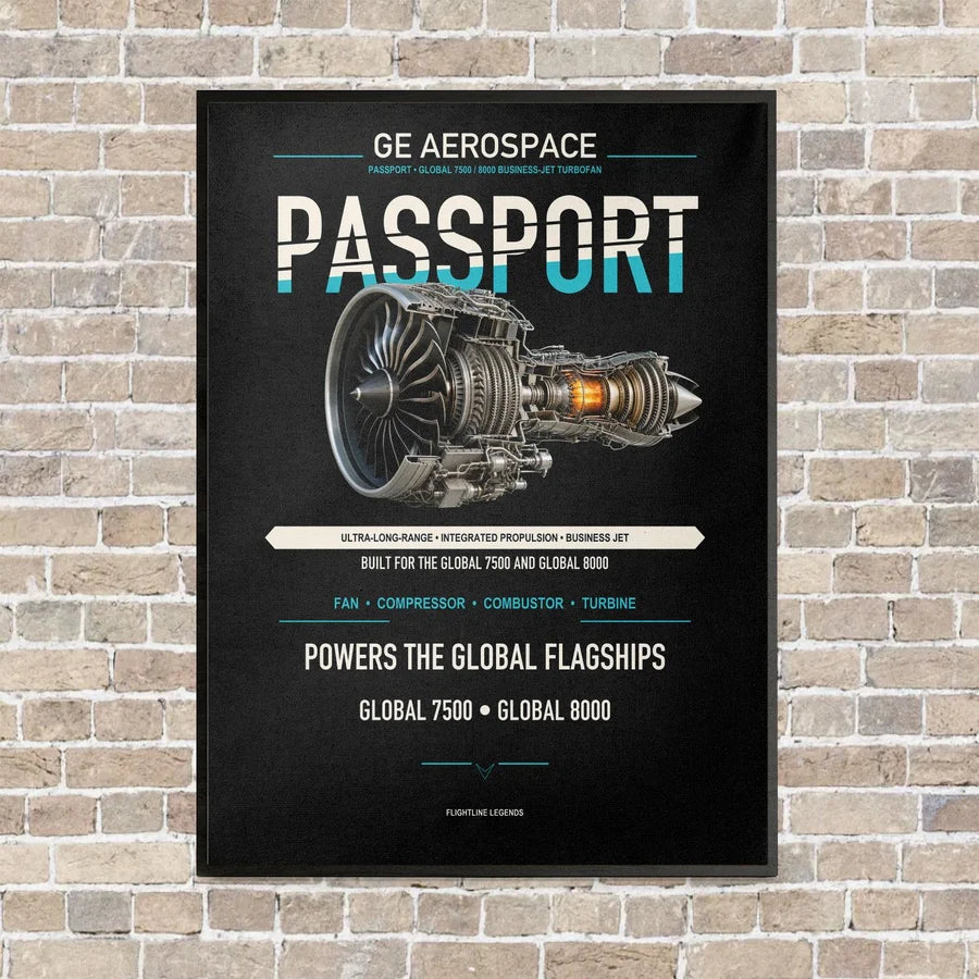 PASSPORT vertical canvas print - framed - black background