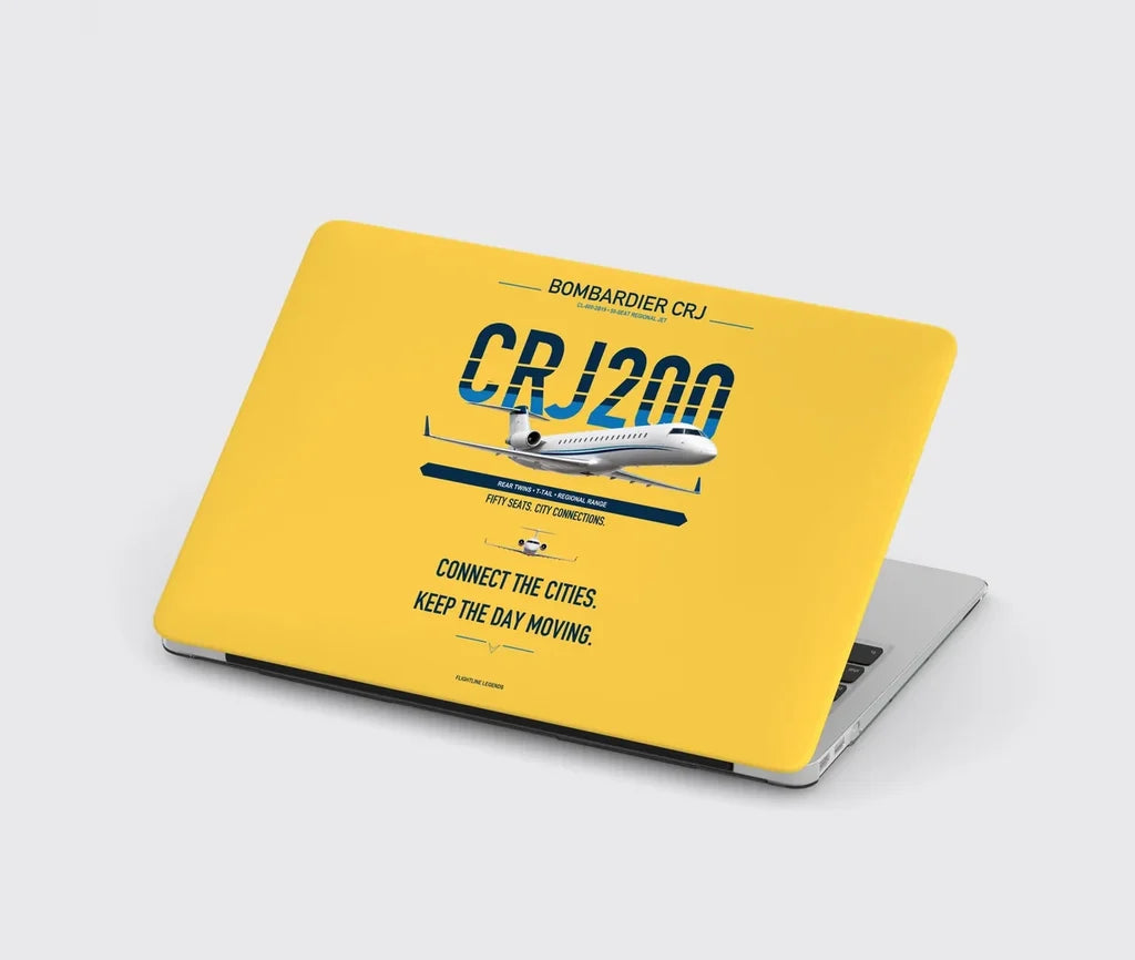 Bombardier CRJ200 design on yellow MacBook case