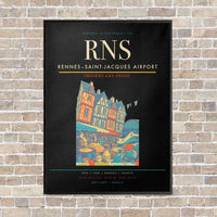 Thumbnail for Rennes–Saint-Jacques Airport RNS vertical canvas print - framed - black background
